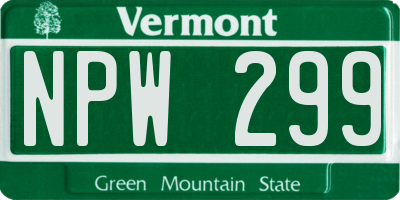 VT license plate NPW299