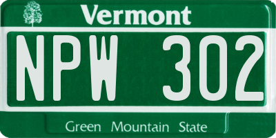 VT license plate NPW302
