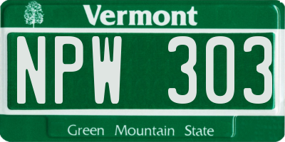 VT license plate NPW303