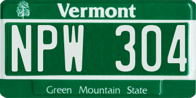 VT license plate NPW304