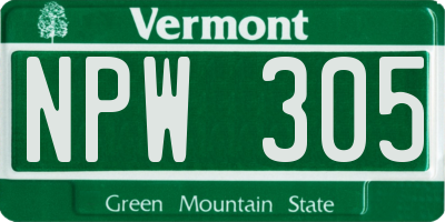 VT license plate NPW305