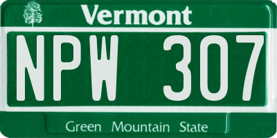 VT license plate NPW307