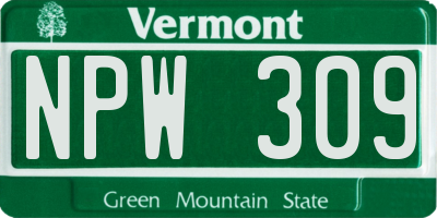 VT license plate NPW309
