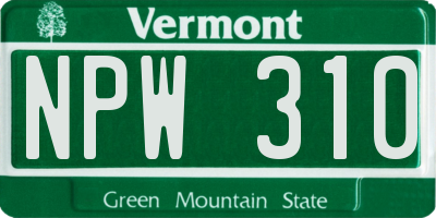 VT license plate NPW310