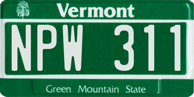 VT license plate NPW311