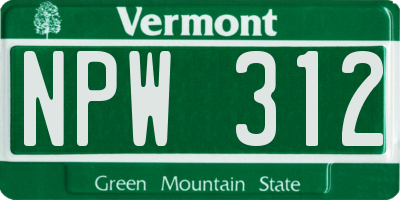 VT license plate NPW312