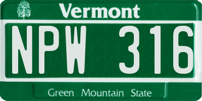 VT license plate NPW316