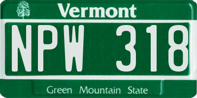 VT license plate NPW318