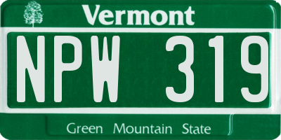 VT license plate NPW319