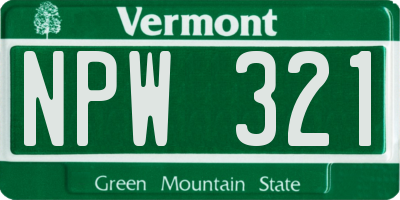 VT license plate NPW321