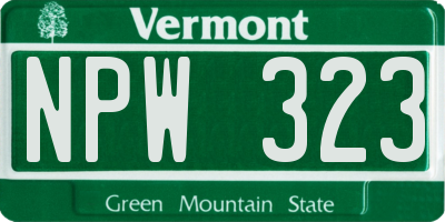 VT license plate NPW323