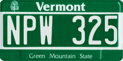 VT license plate NPW325