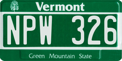 VT license plate NPW326