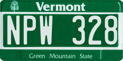 VT license plate NPW328