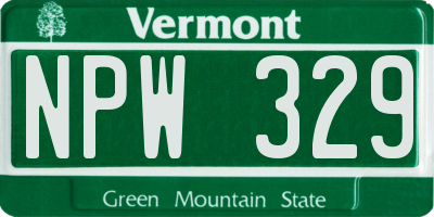 VT license plate NPW329