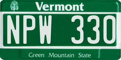 VT license plate NPW330