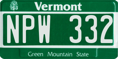 VT license plate NPW332