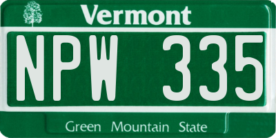 VT license plate NPW335
