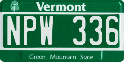 VT license plate NPW336