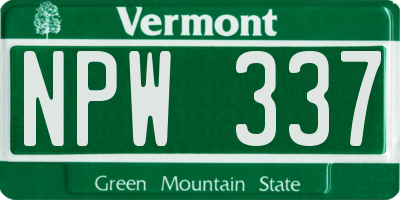 VT license plate NPW337