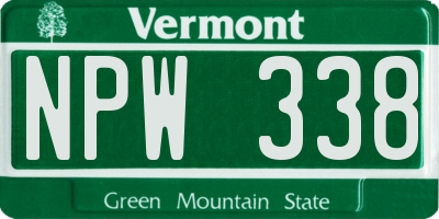 VT license plate NPW338