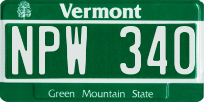 VT license plate NPW340