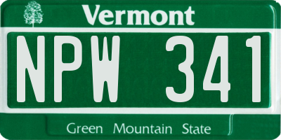 VT license plate NPW341