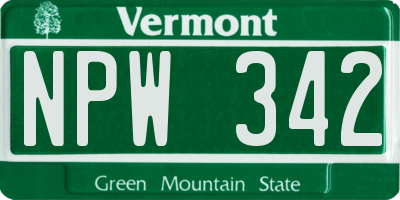 VT license plate NPW342