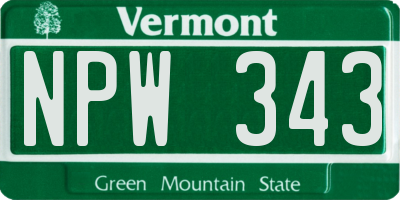 VT license plate NPW343