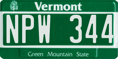 VT license plate NPW344