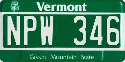 VT license plate NPW346