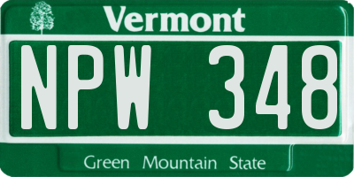 VT license plate NPW348