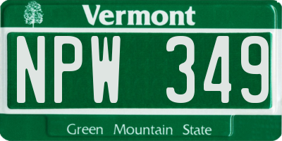 VT license plate NPW349