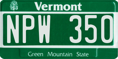 VT license plate NPW350