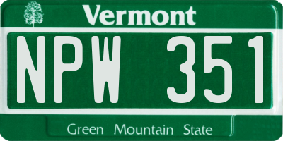 VT license plate NPW351