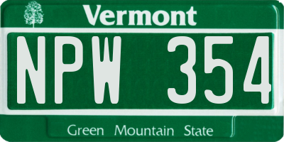 VT license plate NPW354