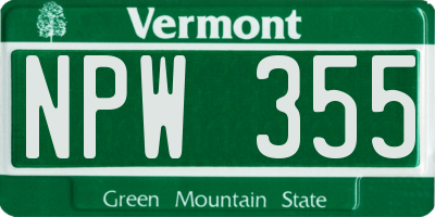 VT license plate NPW355