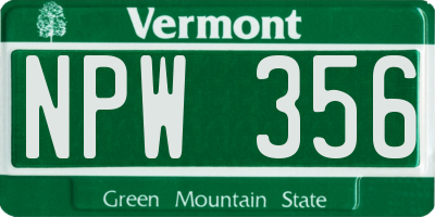 VT license plate NPW356