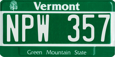 VT license plate NPW357