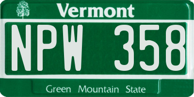 VT license plate NPW358