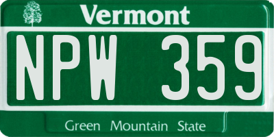 VT license plate NPW359