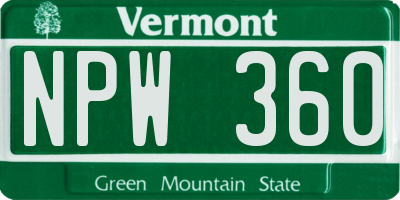VT license plate NPW360