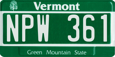 VT license plate NPW361