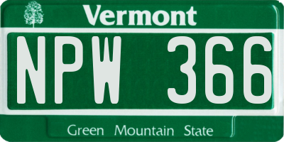 VT license plate NPW366