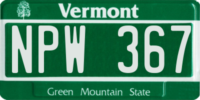 VT license plate NPW367