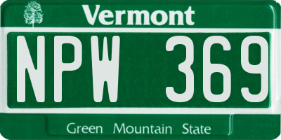 VT license plate NPW369