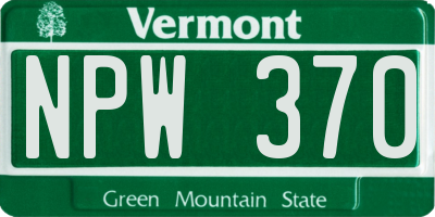 VT license plate NPW370