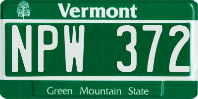 VT license plate NPW372
