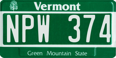 VT license plate NPW374