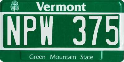 VT license plate NPW375